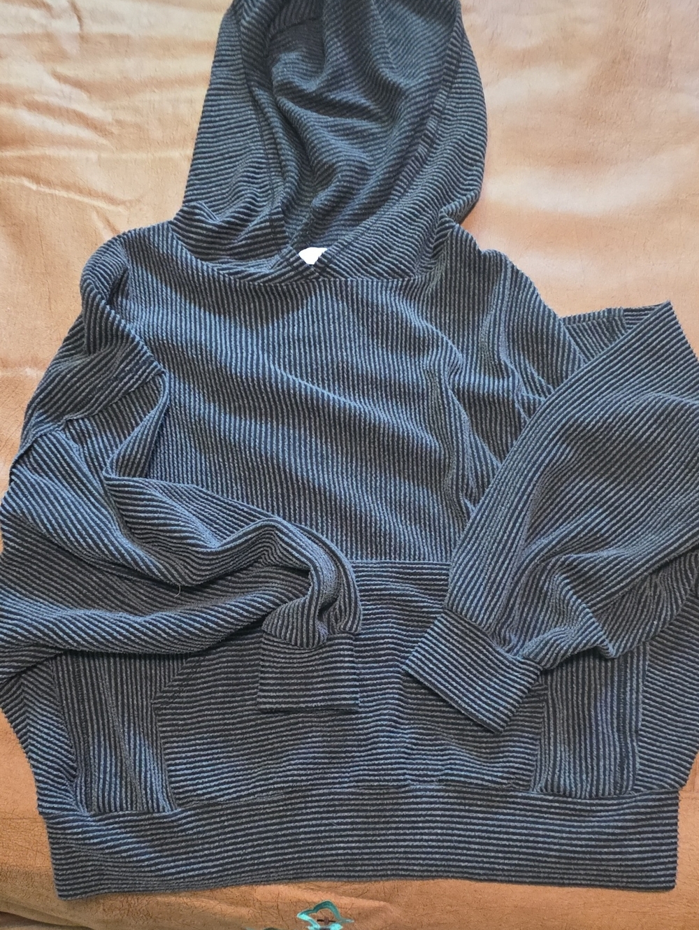 Pink Lily Men's Striped Crewneck Hoodie - Charcoal/Navy